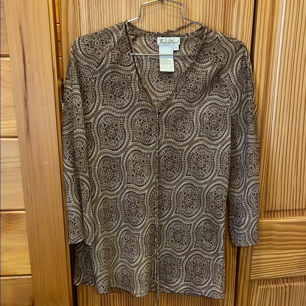 Coldwater Creek Brown Patterned Blouse